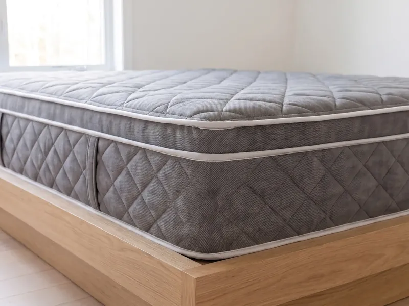 Détail du tissu du matelas Bon Sommeil Essentiel (mise en situation)