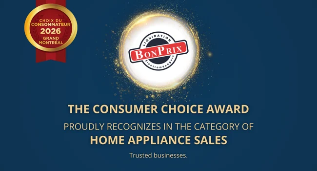 Consumer Choice Award: BonPrix Électroménagers, recognized in the Home Appliance Sales category