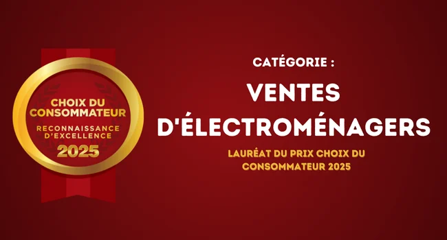 Prix Choix du Consommateur : BonPrix Électroménagers, lauréat dans la catégorie Ventes d’électroménagers