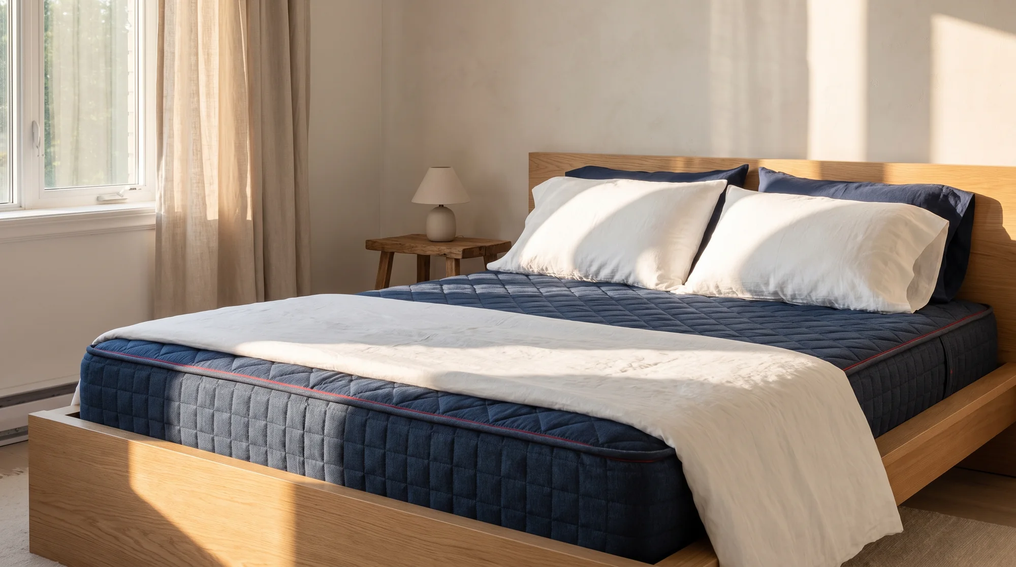 Chambre lumineuse le matin avec un matelas Bon Sommeil